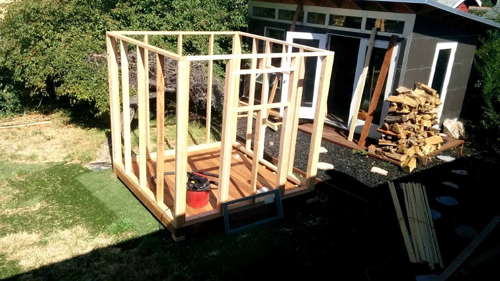 Sauna walls framed out